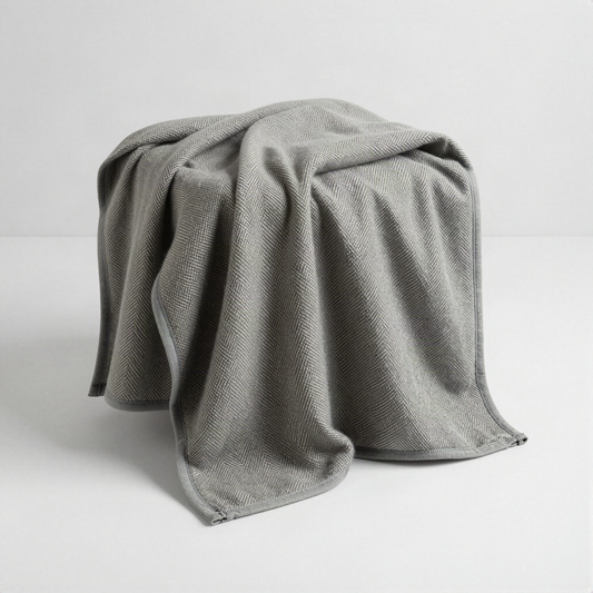 Herringbone Wool-Blend Blanket