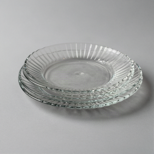 Fluted Glass Dessert Plates